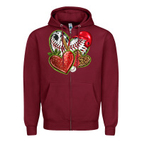 Burgundy baseball with strawberry hearts Zipper Hoodie - texasbilliewilder