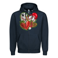 Navy baseball with strawberry hearts Zipper Hoodie - texasbilliewilder
