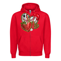Red baseball with strawberry hearts Zipper Hoodie - texasbilliewilder