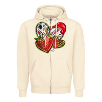 Sandshell baseball with strawberry hearts Zipper Hoodie - texasbilliewilder