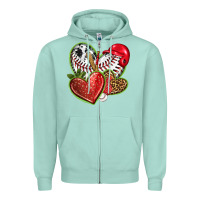 Seafoam baseball with strawberry hearts Zipper Hoodie - texasbilliewilder