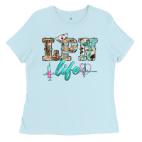Baby Blue western nurse lpn  life Ladies Tee - BarkalooDesign