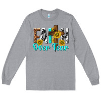 Heather Grey faith over fear Long Sleeve Tee - texasbilliewilder