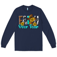 Navy faith over fear Long Sleeve Tee - texasbilliewilder