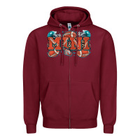 Burgundy mini American football Zipper Hoodie - Zillion Design Studio