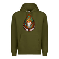 Army Green aztec bullskull teardrop earrings Premium Hoodie - Jasminsmagicworld