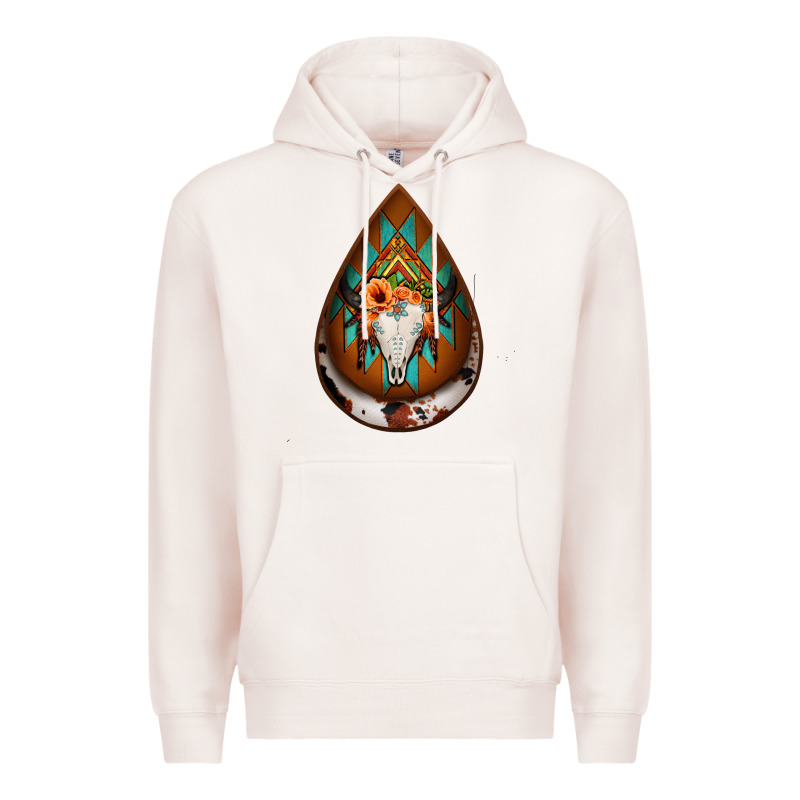 Aztec Bullskull Teardrop Earrings Premium Hoodie by Jasminsmagicworld | Teevron