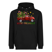 Black Merry And Bright Christmas Trees Truck Heavyweight Hoodie - FaDigitalArtStudio