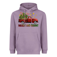 Lavender Merry And Bright Christmas Trees Truck Heavyweight Hoodie - FaDigitalArtStudio