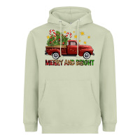 Matcha Merry And Bright Christmas Trees Truck Heavyweight Hoodie - FaDigitalArtStudio