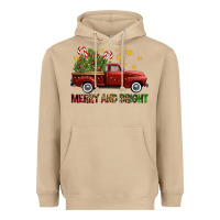 Mushroom Merry And Bright Christmas Trees Truck Heavyweight Hoodie - FaDigitalArtStudio