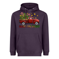 Plum Merry And Bright Christmas Trees Truck Heavyweight Hoodie - FaDigitalArtStudio