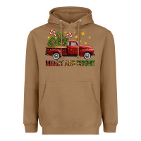 Toasted Coconut Merry And Bright Christmas Trees Truck Heavyweight Hoodie - FaDigitalArtStudio