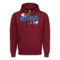 Burgundy mama volleyball Zipper Hoodie - Zillion Design Studio