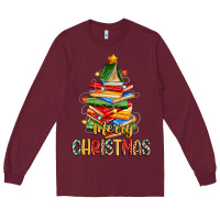 Burgundy book christmas tree merry christmas Long Sleeve Tee - Zillion Design Studio
