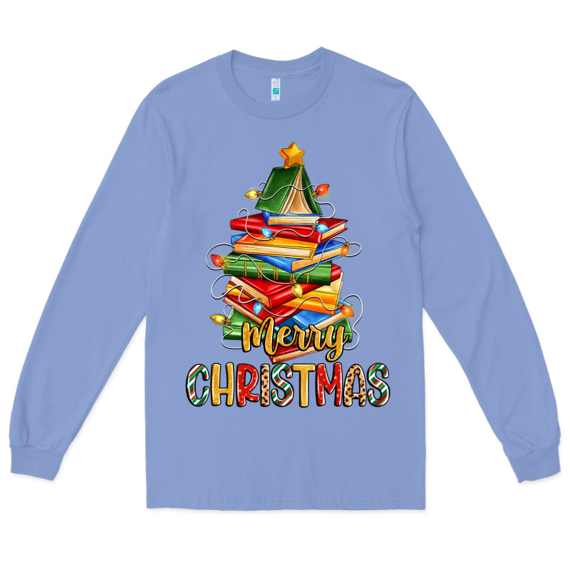 Book Christmas Tree Merry Christmas Long Sleeve Tee by Zillion Design Studio | Teevron