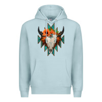 Aztec Turquoise Bull Skull Premium Hoodie | Teevron