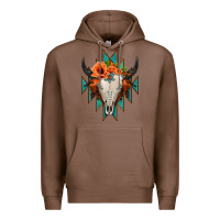 Chestnut Aztec Turquoise Bull Skull Premium Hoodie - Jasminsmagicworld