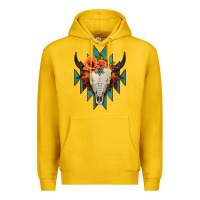 Lemon Aztec Turquoise Bull Skull Premium Hoodie - Jasminsmagicworld