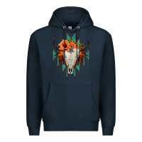 Navy Aztec Turquoise Bull Skull Premium Hoodie - Jasminsmagicworld