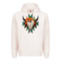 Pale Pink Aztec Turquoise Bull Skull Premium Hoodie - Jasminsmagicworld