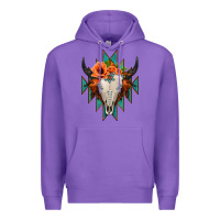 Purple Aztec Turquoise Bull Skull Premium Hoodie - Jasminsmagicworld