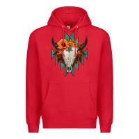 Red Aztec Turquoise Bull Skull Premium Hoodie - Jasminsmagicworld
