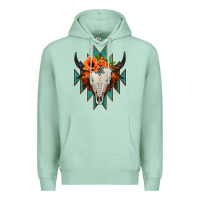 Seafoam Aztec Turquoise Bull Skull Premium Hoodie - Jasminsmagicworld