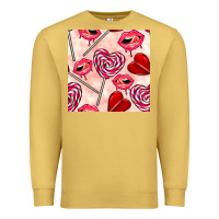 Antique Gold valentines day lollipops and lips seamless pattern Premium Sweatshirt - BundleAndBundleShop