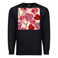 Black valentines day lollipops and lips seamless pattern Premium Sweatshirt - BundleAndBundleShop