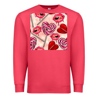 Cardinal valentines day lollipops and lips seamless pattern Premium Sweatshirt - BundleAndBundleShop