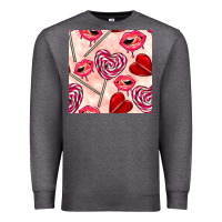 Charcoal Heather valentines day lollipops and lips seamless pattern Premium Sweatshirt - BundleAndBundleShop