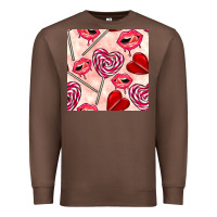 Chestnut valentines day lollipops and lips seamless pattern Premium Sweatshirt - BundleAndBundleShop