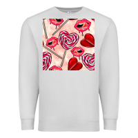 Dove Grey valentines day lollipops and lips seamless pattern Premium Sweatshirt - BundleAndBundleShop