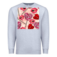 Heather Grey valentines day lollipops and lips seamless pattern Premium Sweatshirt - BundleAndBundleShop