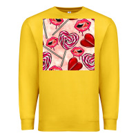 Lemon valentines day lollipops and lips seamless pattern Premium Sweatshirt - BundleAndBundleShop