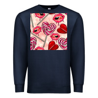 Navy valentines day lollipops and lips seamless pattern Premium Sweatshirt - BundleAndBundleShop