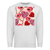 Oatmeal Heather valentines day lollipops and lips seamless pattern Premium Sweatshirt - BundleAndBundleShop