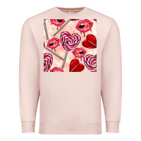 Pale Pink valentines day lollipops and lips seamless pattern Premium Sweatshirt - BundleAndBundleShop