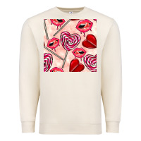 Sandshell valentines day lollipops and lips seamless pattern Premium Sweatshirt - BundleAndBundleShop