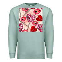 Seafoam valentines day lollipops and lips seamless pattern Premium Sweatshirt - BundleAndBundleShop
