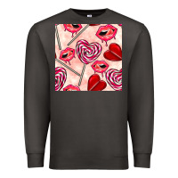 Smoke valentines day lollipops and lips seamless pattern Premium Sweatshirt - BundleAndBundleShop