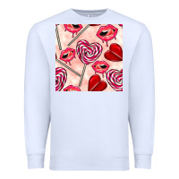White valentines day lollipops and lips seamless pattern Premium Sweatshirt - BundleAndBundleShop