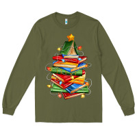 Army Green book christmas tree Long Sleeve Tee - Zillion Design Studio
