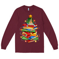 Burgundy book christmas tree Long Sleeve Tee - Zillion Design Studio