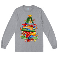 Heather Grey book christmas tree Long Sleeve Tee - Zillion Design Studio