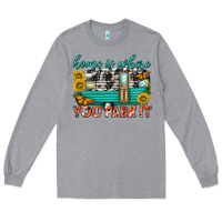 Heather Grey home is where  you park it Long Sleeve Tee - texasbilliewilder