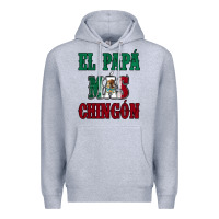Heather Grey El Papa Mas Chingon Mexican Flag Premium Hoodie - Jasminsmagicworld