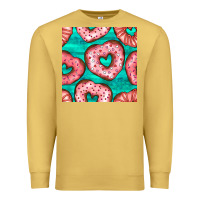 Antique Gold valentines day heart donuts seamless pattern Premium Sweatshirt - BundleAndBundleShop