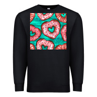 Black valentines day heart donuts seamless pattern Premium Sweatshirt - BundleAndBundleShop